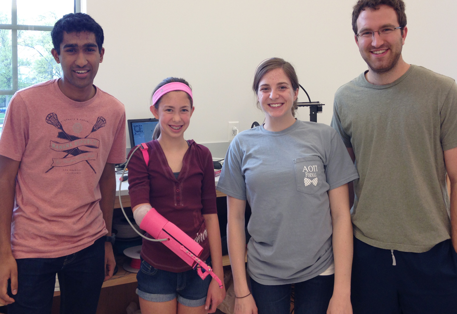 3d printed pink prosthetic arm